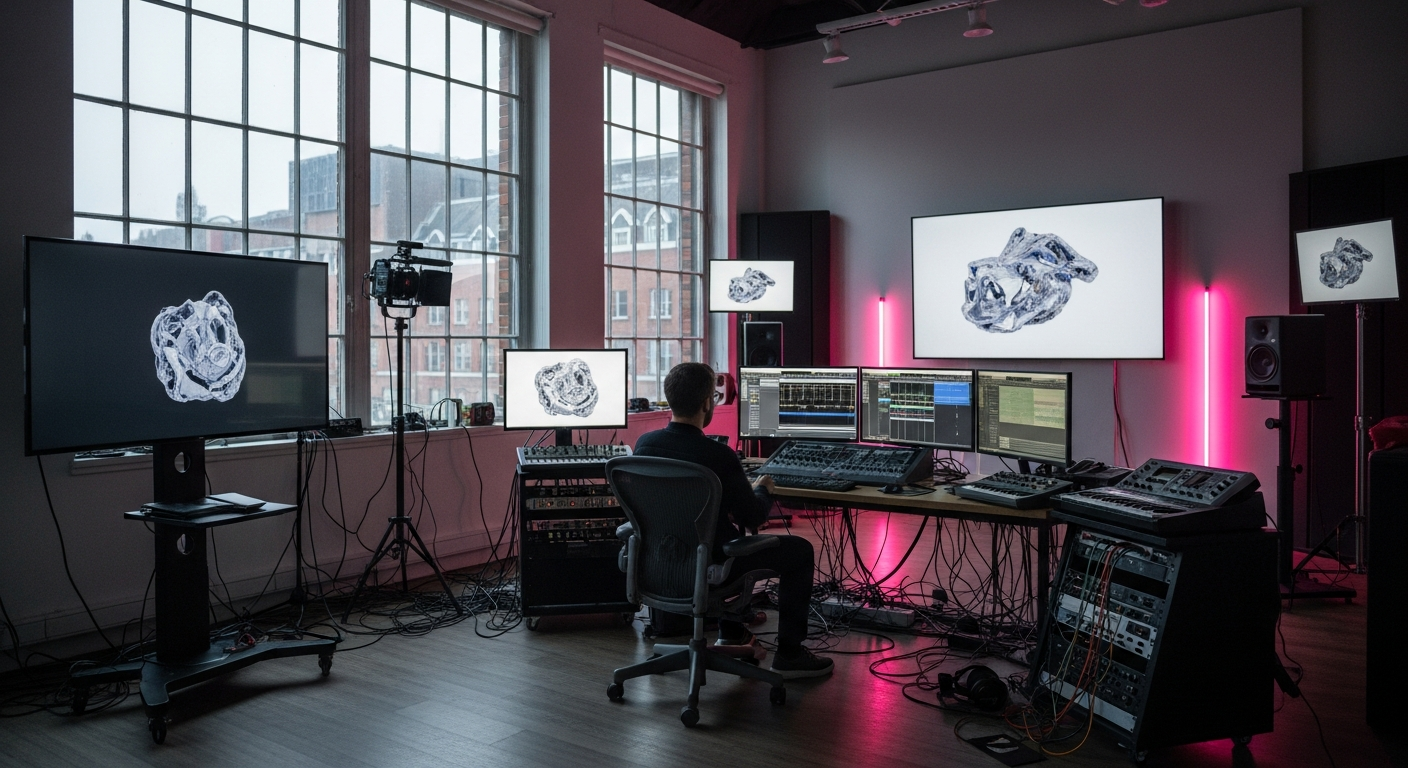 Studio de création audiovisuelle avec équipements professionnels